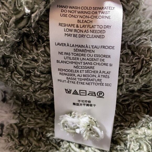 Pilcro Boxy Boat Neck Chenile‎ Oversized Chunky  Soft Cozy Sweater Green Cream M - Picture 10 of 10